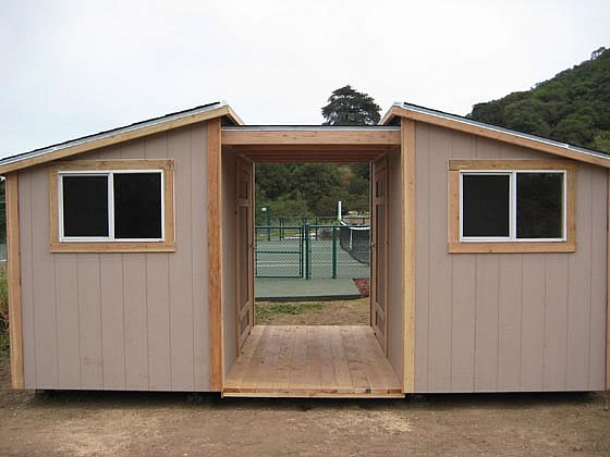 California Custom Sheds - 2 Shed Roofs with Overhang and Deck